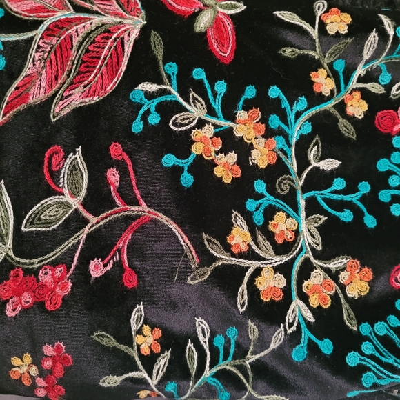 VTG VINE STREET Cardigan M Velvet Floral Embroidered Boho Whimsigoth Whitchy - Picture 17 of 17